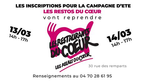 Inscriptions Pour La Campagne Dété Des Restos Du Cœur Mairie Dhuriel