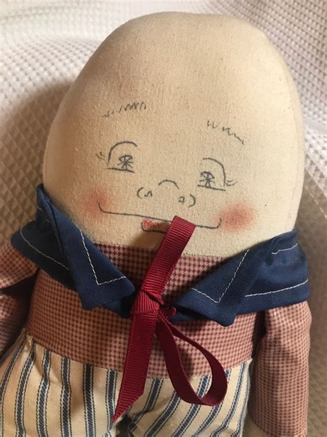 vintage folk art cloth humpty dumpty doll w hand sewn outfit etsy