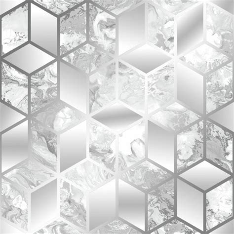 Liquid Marble Cube Wallpaper In Silver Wallpaper From I Love Wallpaper Uk