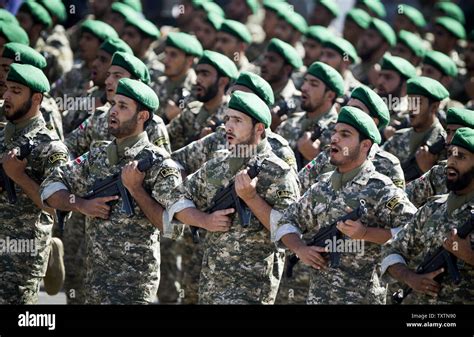 Iranian Soldiers March During The Annual Military Parade In Front Of
