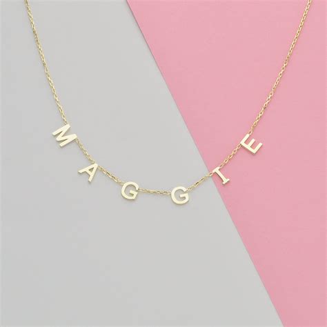 14k Solid Gold Initial Necklace Letter Necklace Gold Name Necklace