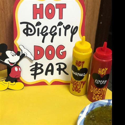 Mickey Mouse Birthday Sign Hot Diggity Dog Bar Party Etsy In 2020