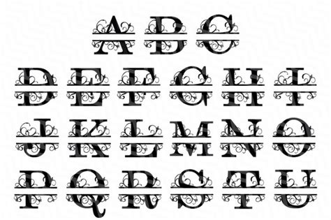 Split Letters A Z Svg Alphabet Letters A Z By Newsvgart Thehungryjpeg