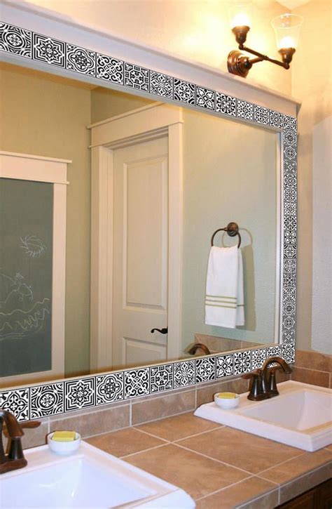 Sticker Tile Frame Self Adhesive Portuguese Stripes Wall Etsy Large Bathroom Mirrors
