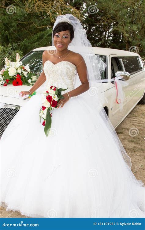 African American Black Woman In White Wedding Dress Stock Image Image