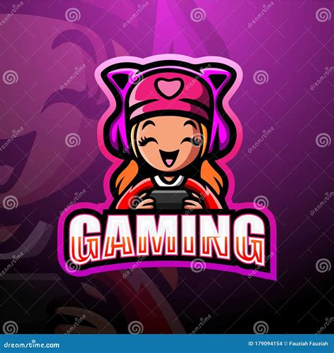 Gamer Girl Esport Mascot Logo Design Vector Illustration
