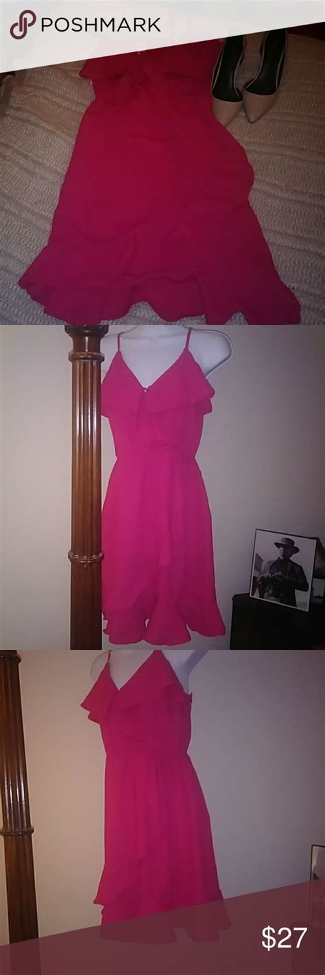 Nwot Hot Pink Fushia Ruffled Faux Wrap Dress Faux Wrap Dress Wrap