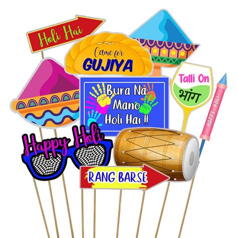 Holi Theme Photo Booth Party Props Freeshipping Cherishx Partystore