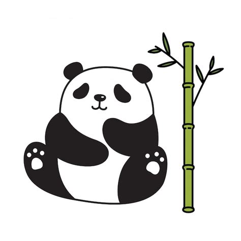 Oso Panda Dibujos Animados Bambú Vector Premium