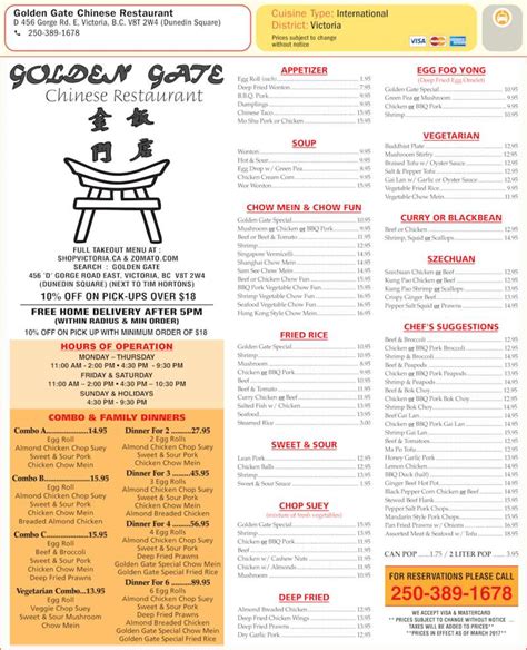I have being going to the golden gate for 26 years. Golden Gate Chinese Restaurant - Menu, Hours & Prices ...