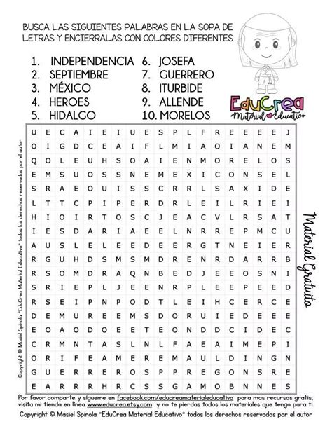 Descubre las letras dentro de la sopa :) sopa de letras. Idea de Anna López en México Independencia | Sopa de ...