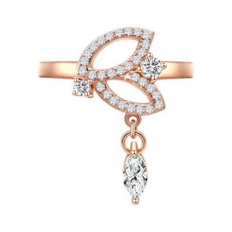 18 karat rose gold diamond double leaf ring for sale at 1stdibs