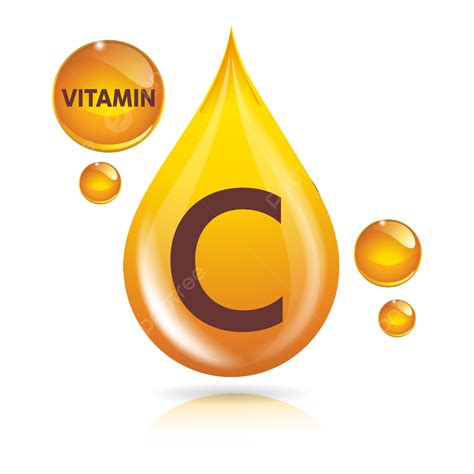 Vitamin C Icon Logo Golden Drop Shield Protection Medical Background