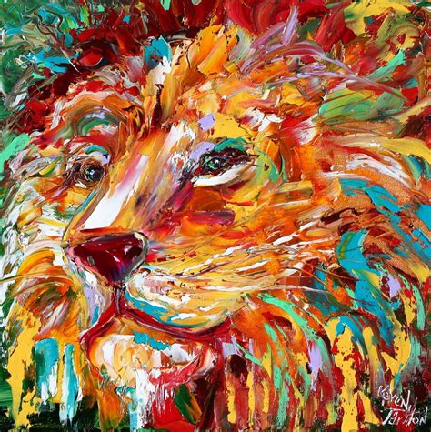 Abstract Impressionism Lion Animal Portrait Painting Original