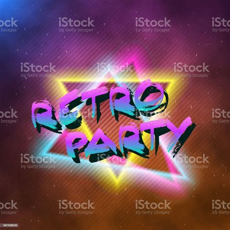 1980 Retro Party Neon Poster Retro Disco 80s Background Stock