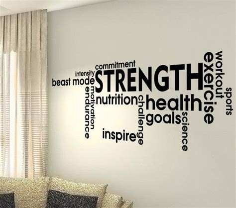 Strength Fitness Words Gym Quotes Wall Vinyl Decals Stickers Art Wall