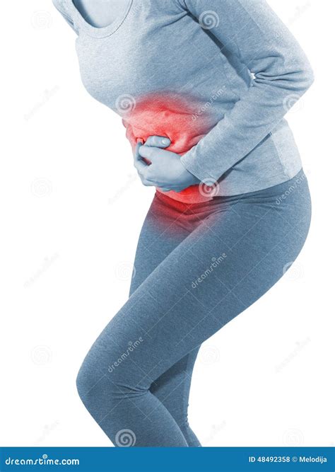 Woman Around Waistline To Show Pain On Belly Area Stock Photo Image