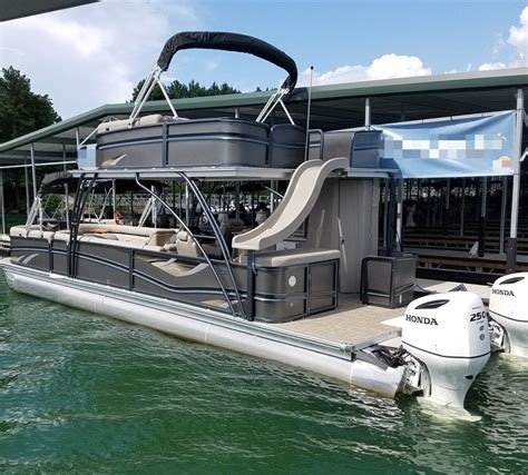 Hot Sale Luxury M FT Tritoon Toilet Bimini Double Decker Yacht Pontoon Boat With Motor For