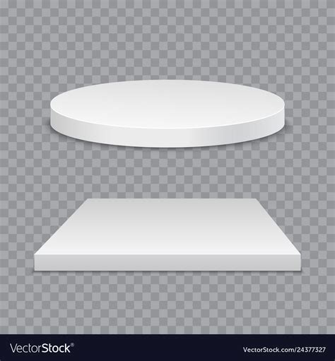 White Podium Round And Square 3d Empty Podium Vector Image