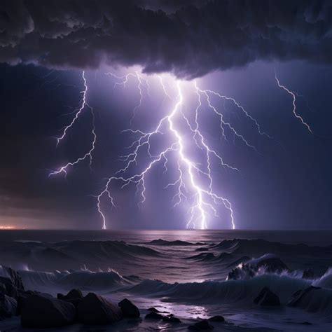 Lightning Thunderstorm Ocean Sea Free Stock Photo Public Domain Pictures