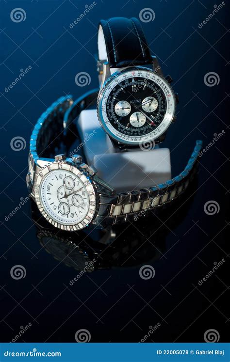 Two Watches On Black Stock Photo Image Of Stylish Black 22005078