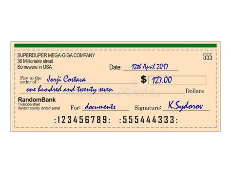 Each leaf in the cheque book or a cheque contains several lines and boxes for you to write the following: Filled Bank Cheque stock photo. Illustration of money ...
