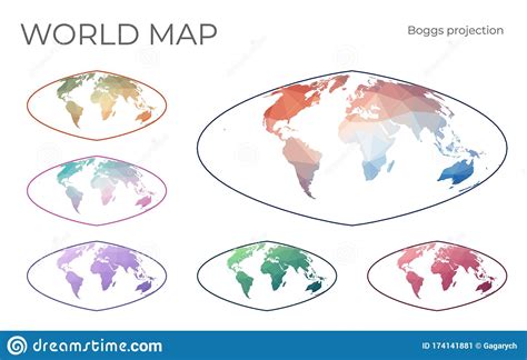Low Poly World Map Set Stock Vector Illustration Of Globe 174141881