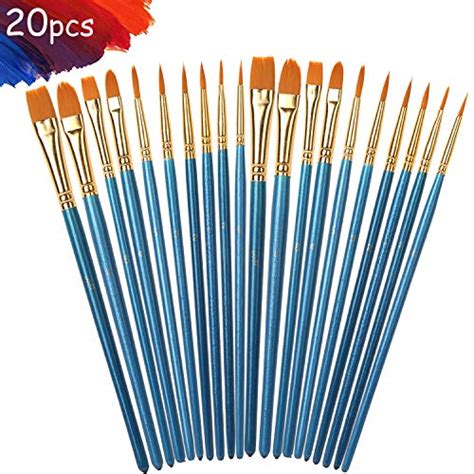 Acrylic Paint Brushes Set2 Pack 20 Pcs Paintbrushes Flat And Round