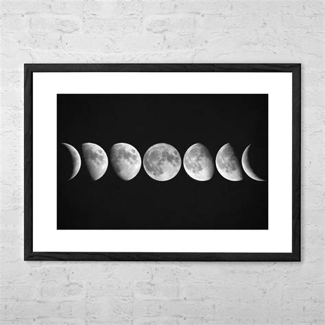Moon Phases Art Print Lunar Phase Print Moon Phase Wall Art Moon Poster