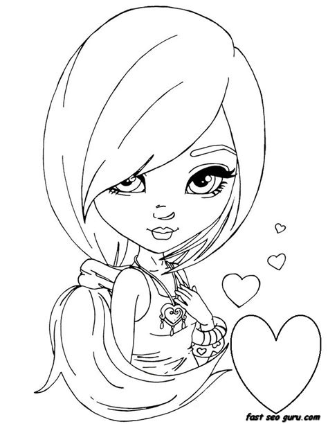 Girl Faces Colouring Pages