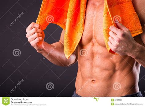 Bodybuilder With A Towel Stock Photo Image Of Attractive 53753890