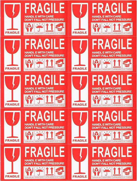 250pcs Fragile Stickers Moncap Fragile Shipping Label Handle With Care Warning Stickers For