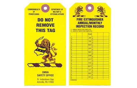 Maybe you would like to learn more about one of these? Item # FT-1485, Monthly Fire Extinguisher Inspection Tag On Universal Tag