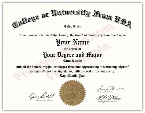 Usa College And University Diploma State Design