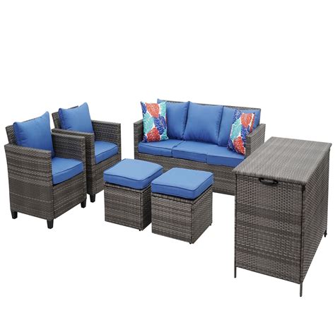 Ainfox Outdoor Patio Furniture Seating Set 6 Pieces Sectional