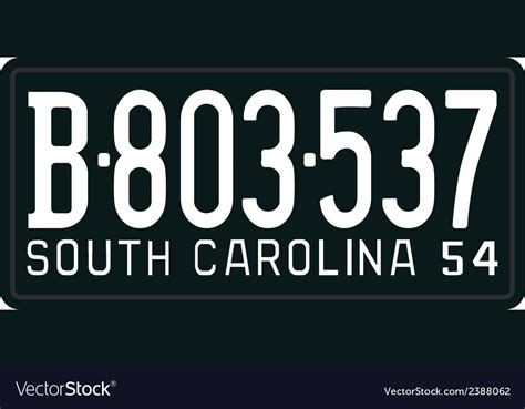 South Carolina 1954 License Plate Royalty Free Vector Image