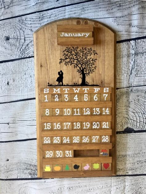 Wedding Calendar Couples Calendar Love Calendar Wooden Etsy