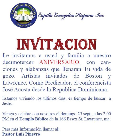 Invitación Para Aniversario De Iglesia Cristiana Imagui