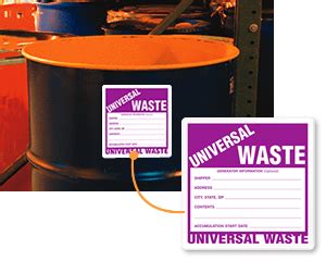 Universal Waste Labels Emedco Custom Universal Waste Labels