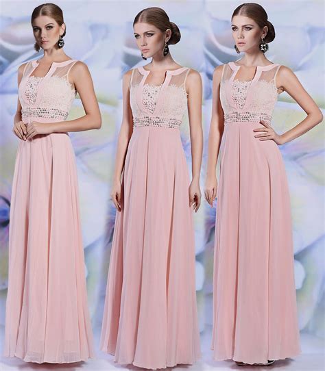 Chic Pink A Line Long Floor Length Evening Dress XHD30928