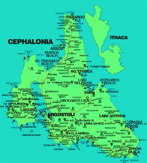 Kefalonia Karta Kefalonia Map With Beaches Kefaloniaway Europa Karta