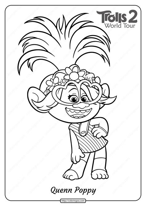 Print trolls coloring pages for free and color our trolls coloring! Free Printable Trolls 2 Queen Poppy Coloring Page