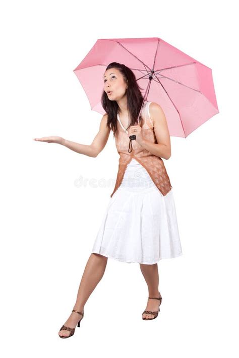 Woman With Pink Umbrella Stock Image Image Of Adult