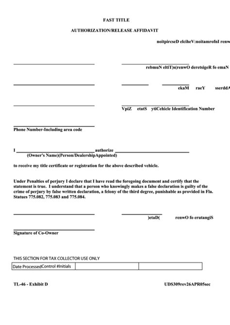 You can import it to your word processing software or simply print it. Fillable Fast Title Authorization/release Affidavit Form ...