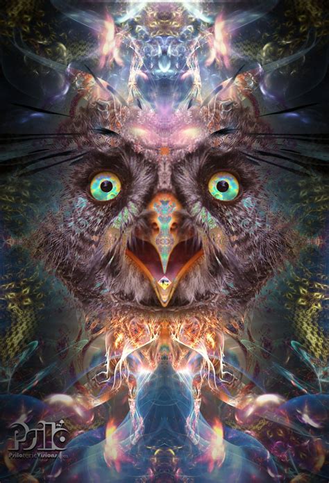 Psychedelic Owl Fractal Art Painting Wall Art Dmt Trippy Etsy