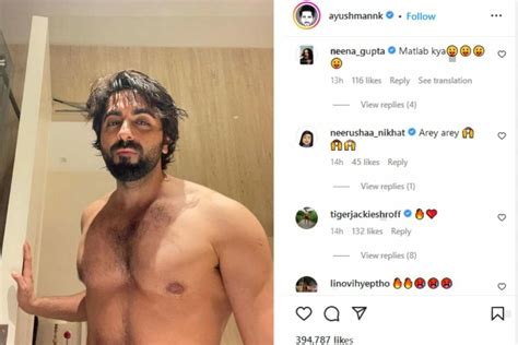 ayushman khurrana raises the temperature by going shirtless tiger shroff and neena gupta react
