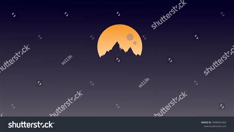 Full Moon Rises Behind Mountain Background Stock Vector Royalty Free