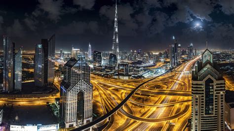 Burj Khalifa Skyscraper In City Dubai United Arab Emirates