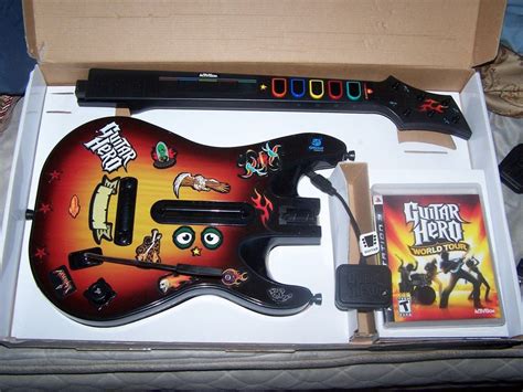 Ps3 Guitar Hero World Tour Bundle Sunburst Wireless Guitar Controller W Dongle Guitar Hero