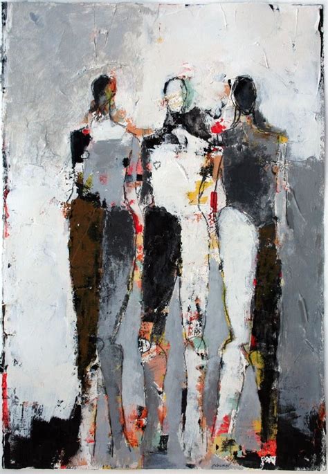 An Abstract Painting Of Three People Standing Together